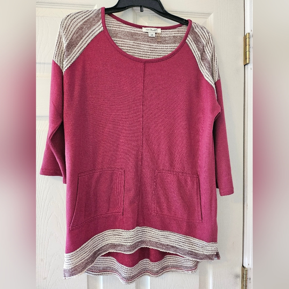 Pretty Pink and Gray Striped Sweater